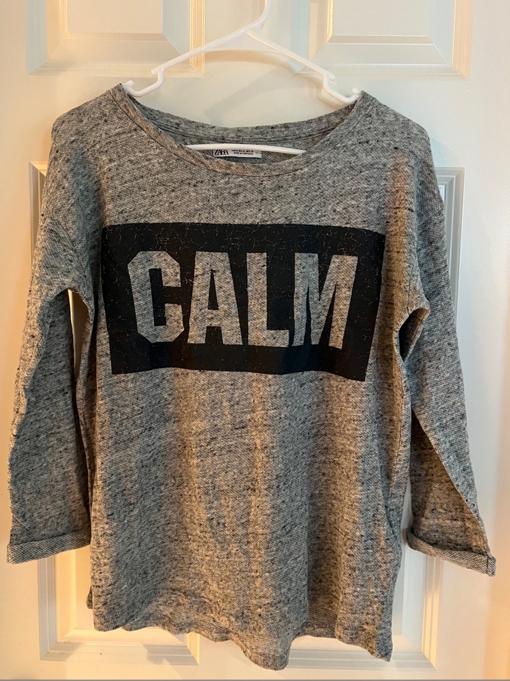 Zara Gray 'CALM' Graphic Shirt